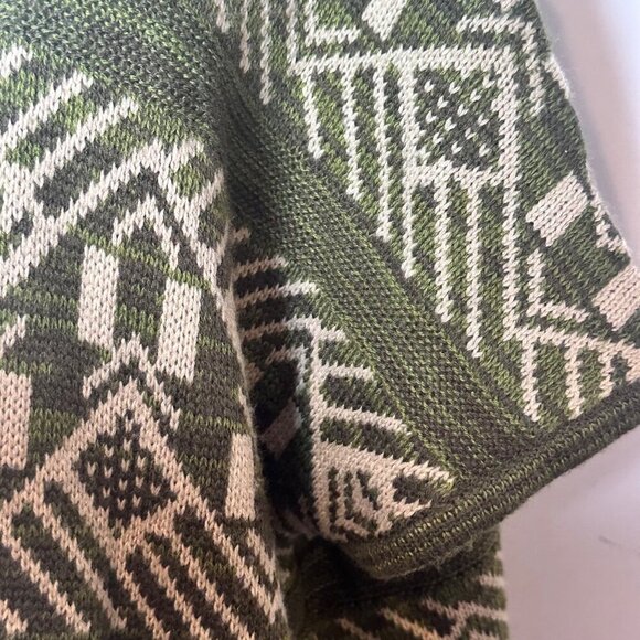 Oversized Chunky Open Front Kimono Sweater Cardigan Womens M Green Boho 70s - Picture 6 of 8